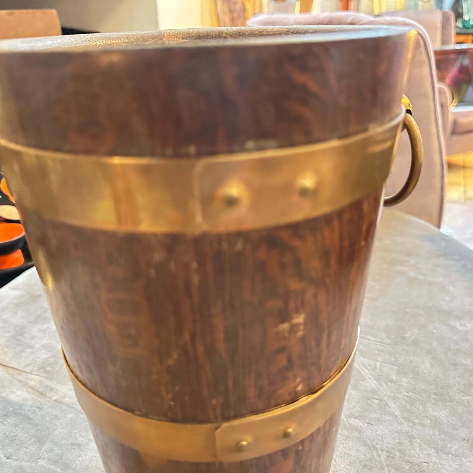 554.0 1940s Art Deco Oak Wood And Copper French Wine Cooler By Geraud Lafitte photo