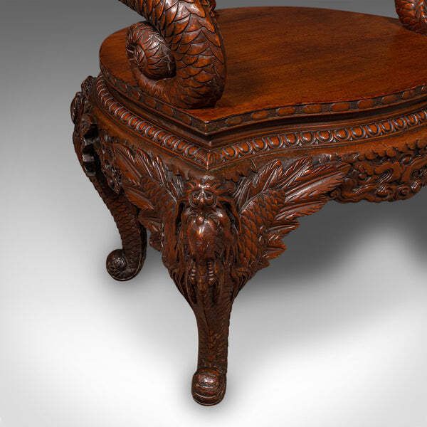 Furniture Vintage Decorative Elbow Chair, Oriental, Hall, Fireside, Dragon Seat, Art Deco photo