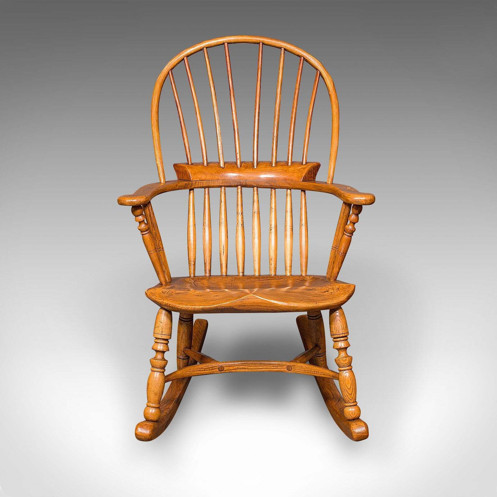 Antique Windsor Rocking Chair, English, Elm, Rocker, Fireside Seat, Victorian photo furniture