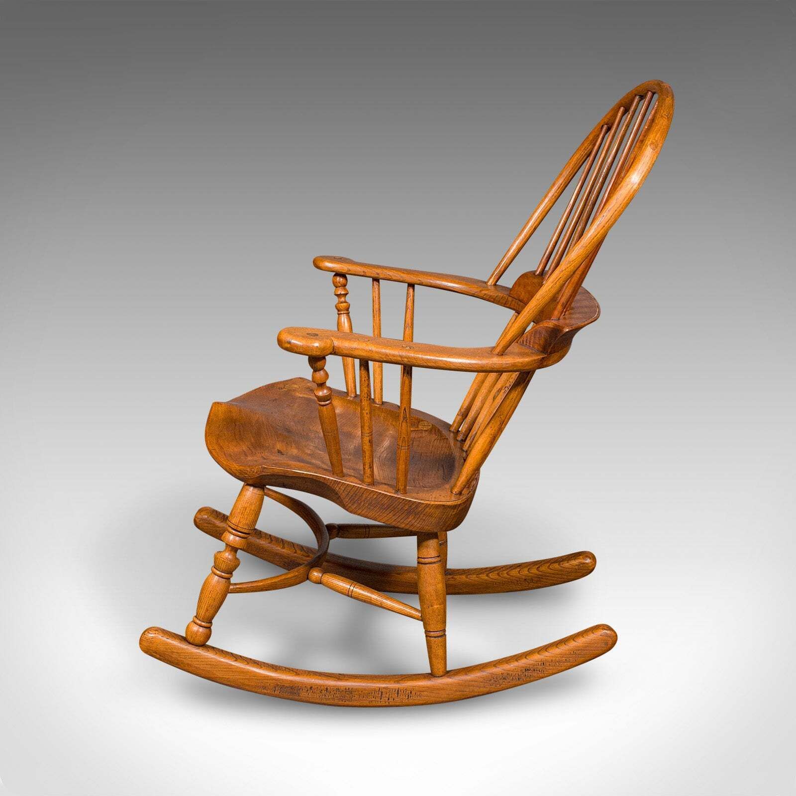 Antique Windsor Rocking Chair, English, Elm, Rocker, Fireside Seat, Victorian photo 1627.0