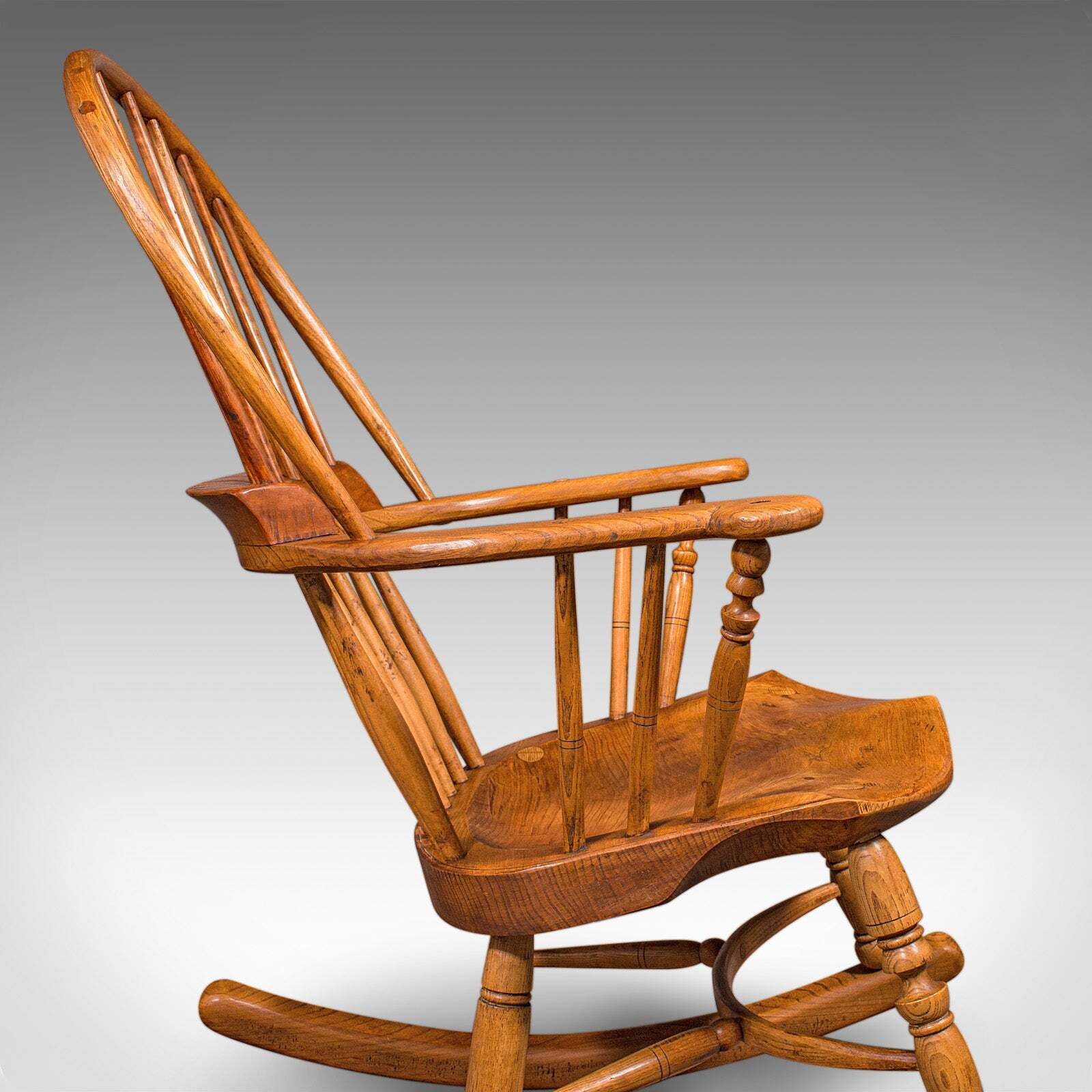 photo furniture Antique Windsor Rocking Chair, English, Elm, Rocker, Fireside Seat, Victorian