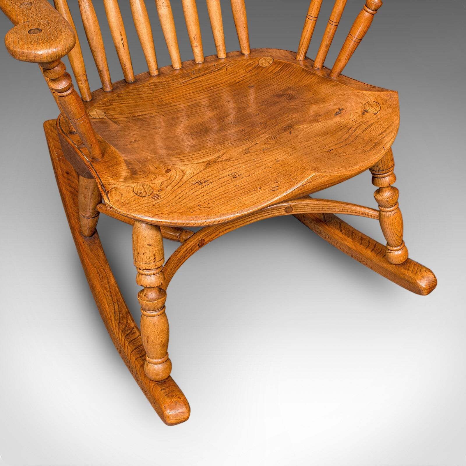 photo for sale Antique Windsor Rocking Chair, English, Elm, Rocker, Fireside Seat, Victorian