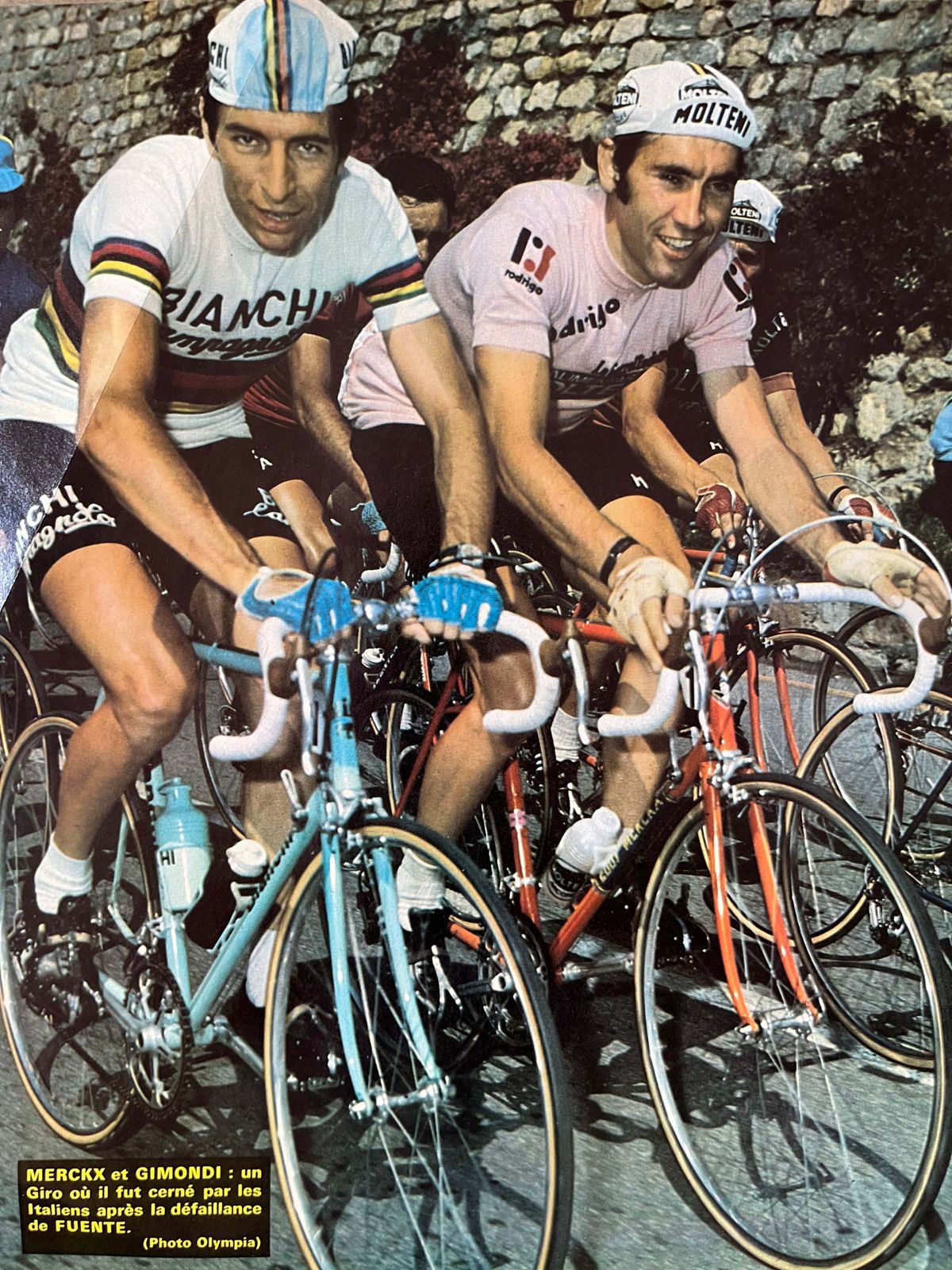 Vintage Cycling Print Eddy Merckx Felice Gimondi photo for sale
