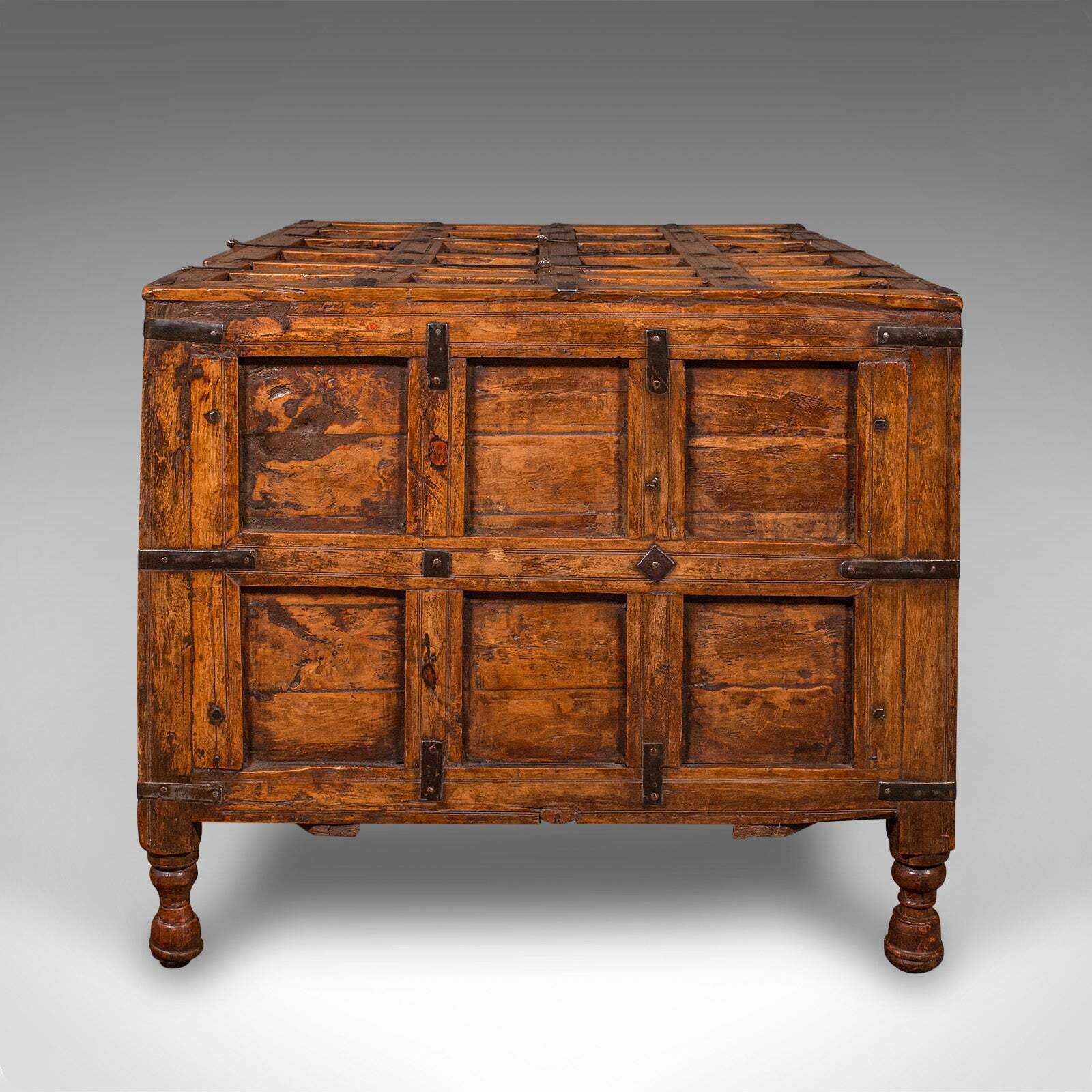 Vintage Storage Chest, Indian Pine Pithara Trunk, Colonial Revival, Coffee Table photo vinterior