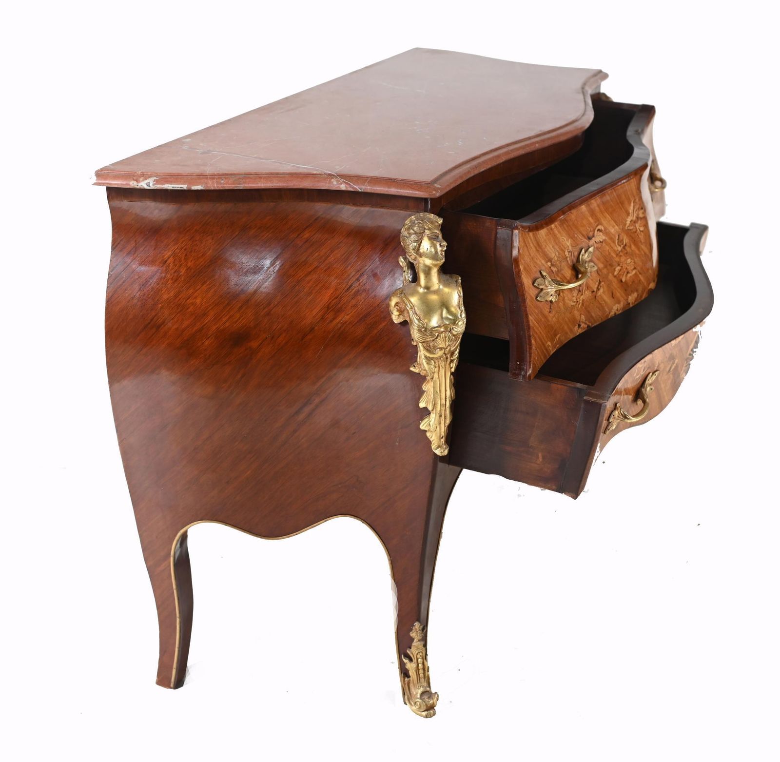 photo for sale Pair Louis XV Commodes Bombe Chest Drawers Gilt Linke