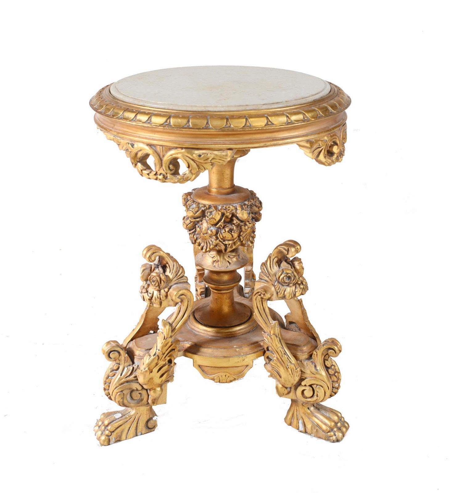 Pair Italian Rococo Side Tables Gilt Carved Pedestals photo furniture