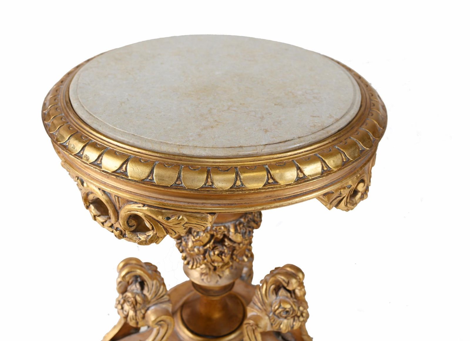 Pair Italian Rococo Side Tables Gilt Carved Pedestals photo Furniture