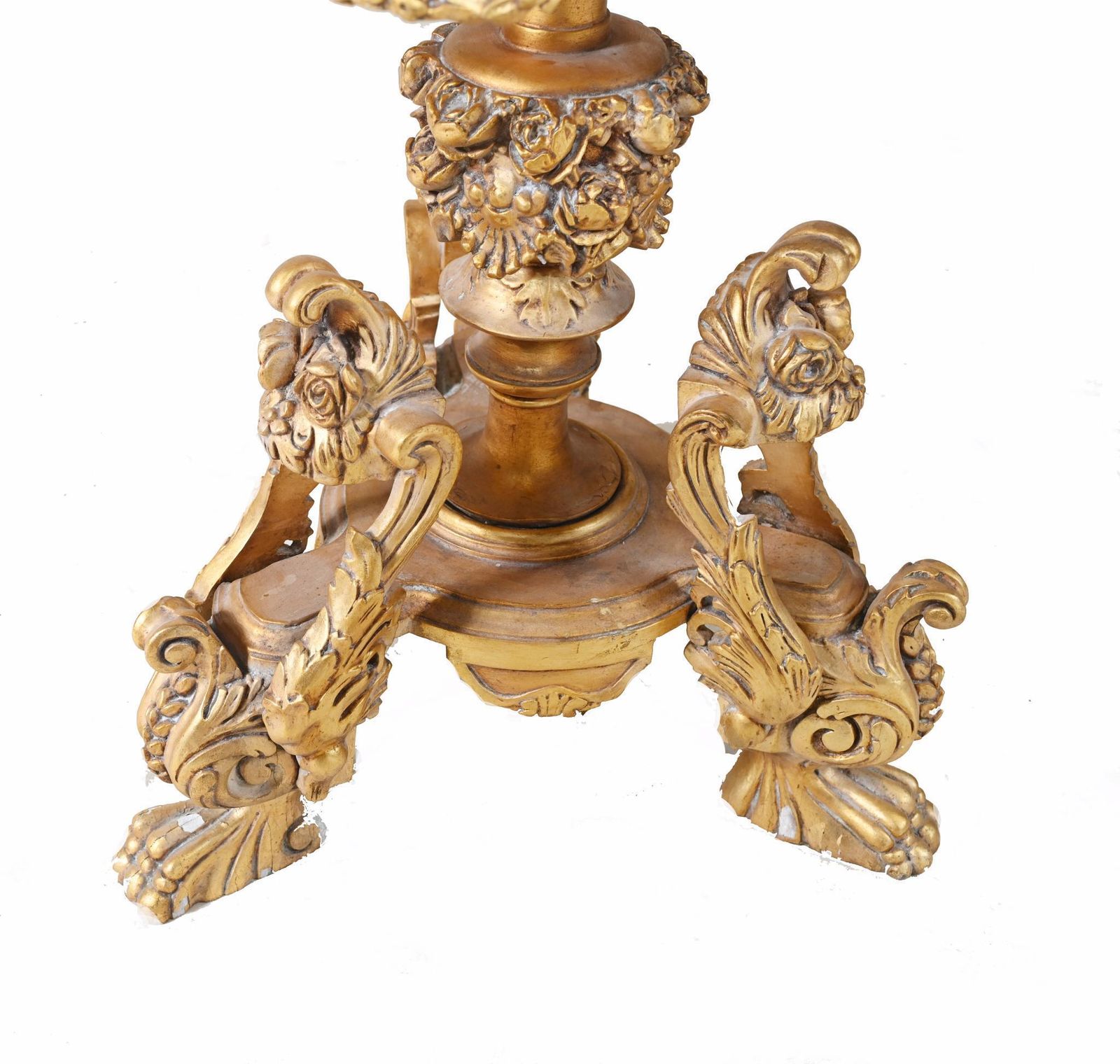 Pair Italian Rococo Side Tables Gilt Carved Pedestals photo 1995.0