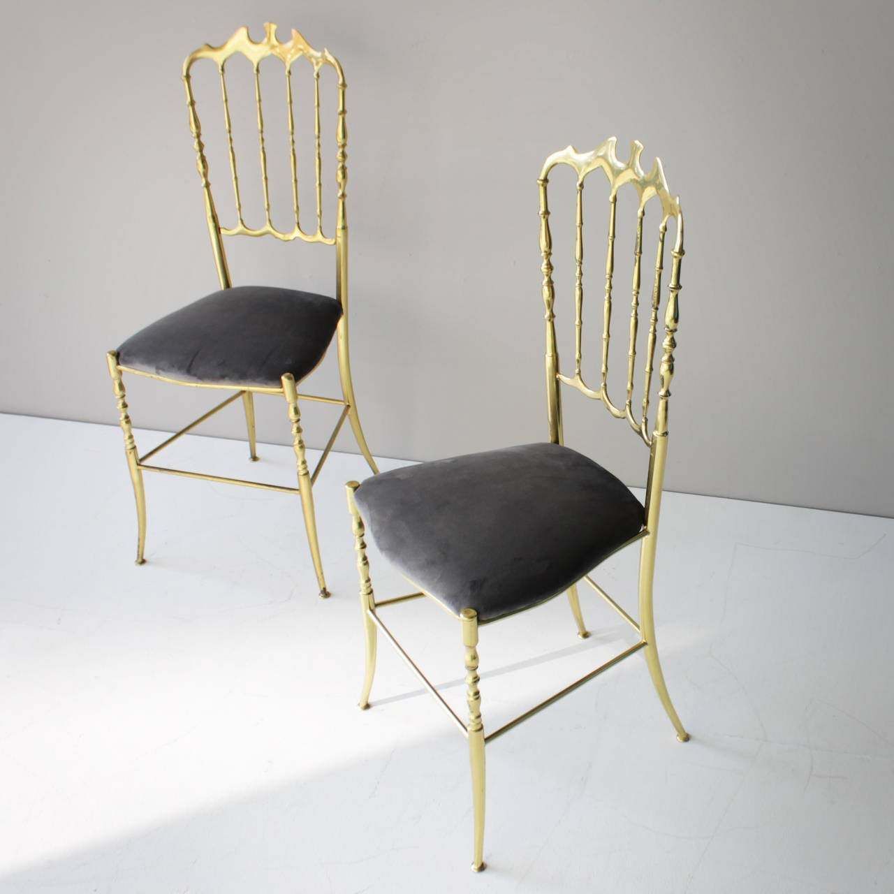 Paar Italiaanse Chiavari Stoelen In Messing photo furniture
