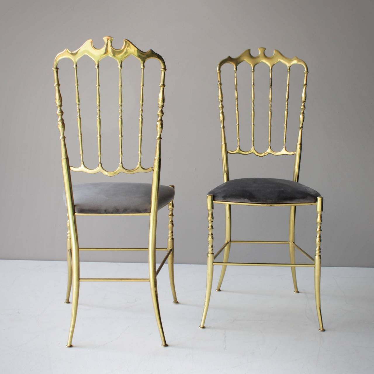 Pair Of Brass Italian Chiavari Chairs photo for sale
