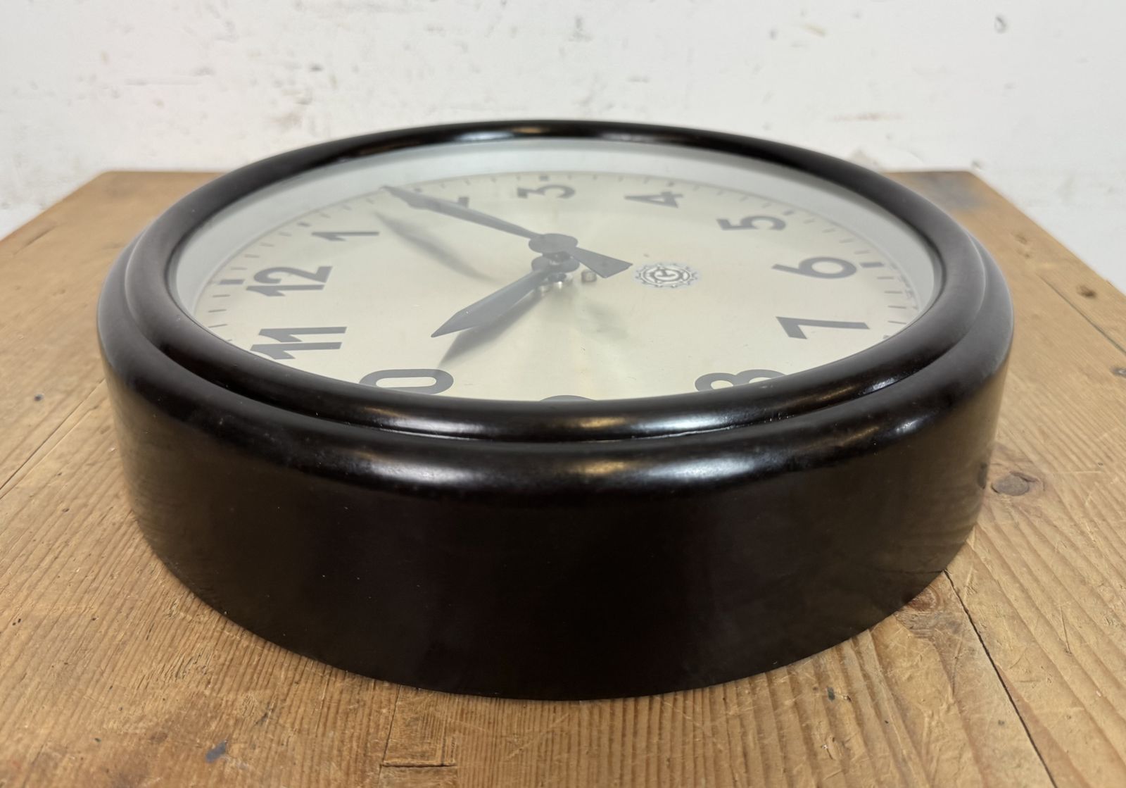 Industrial Brown Bakelite Factory Wall Clock From Chronotechna, 1960s photo vinterior