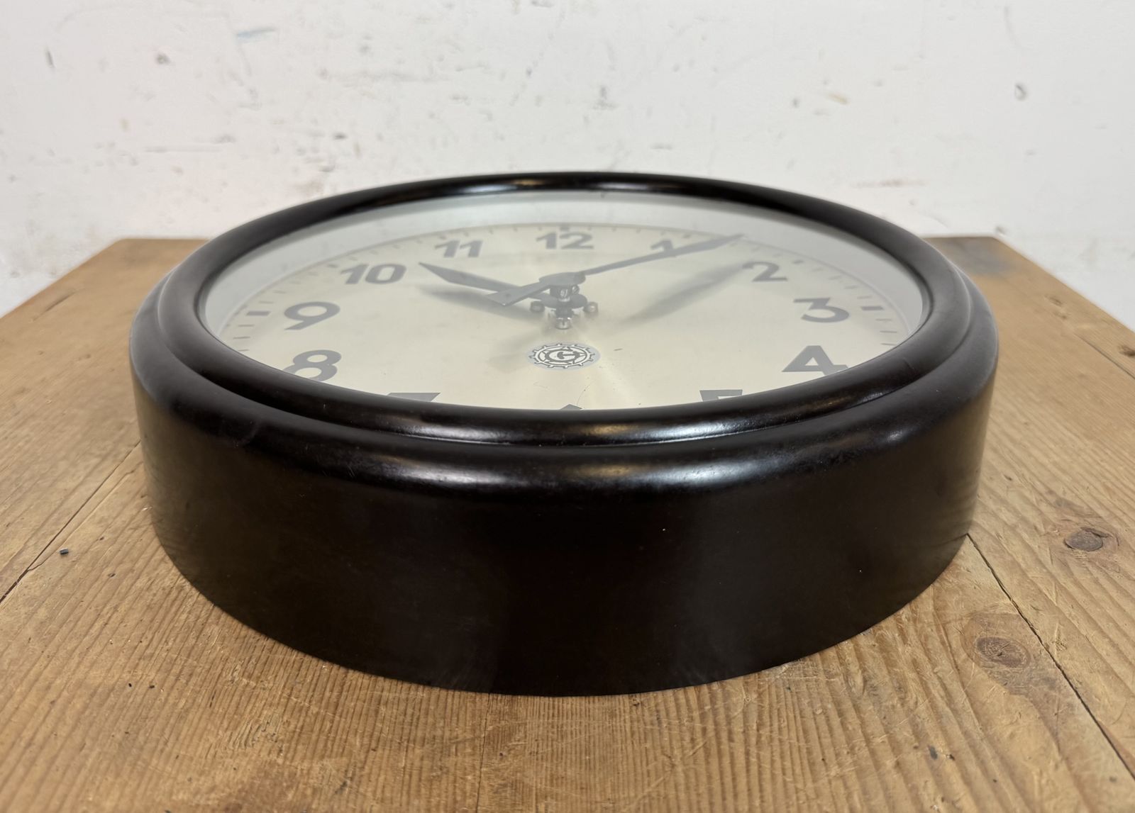 Industrial Brown Bakelite Factory Wall Clock From Chronotechna, 1960s photo buy