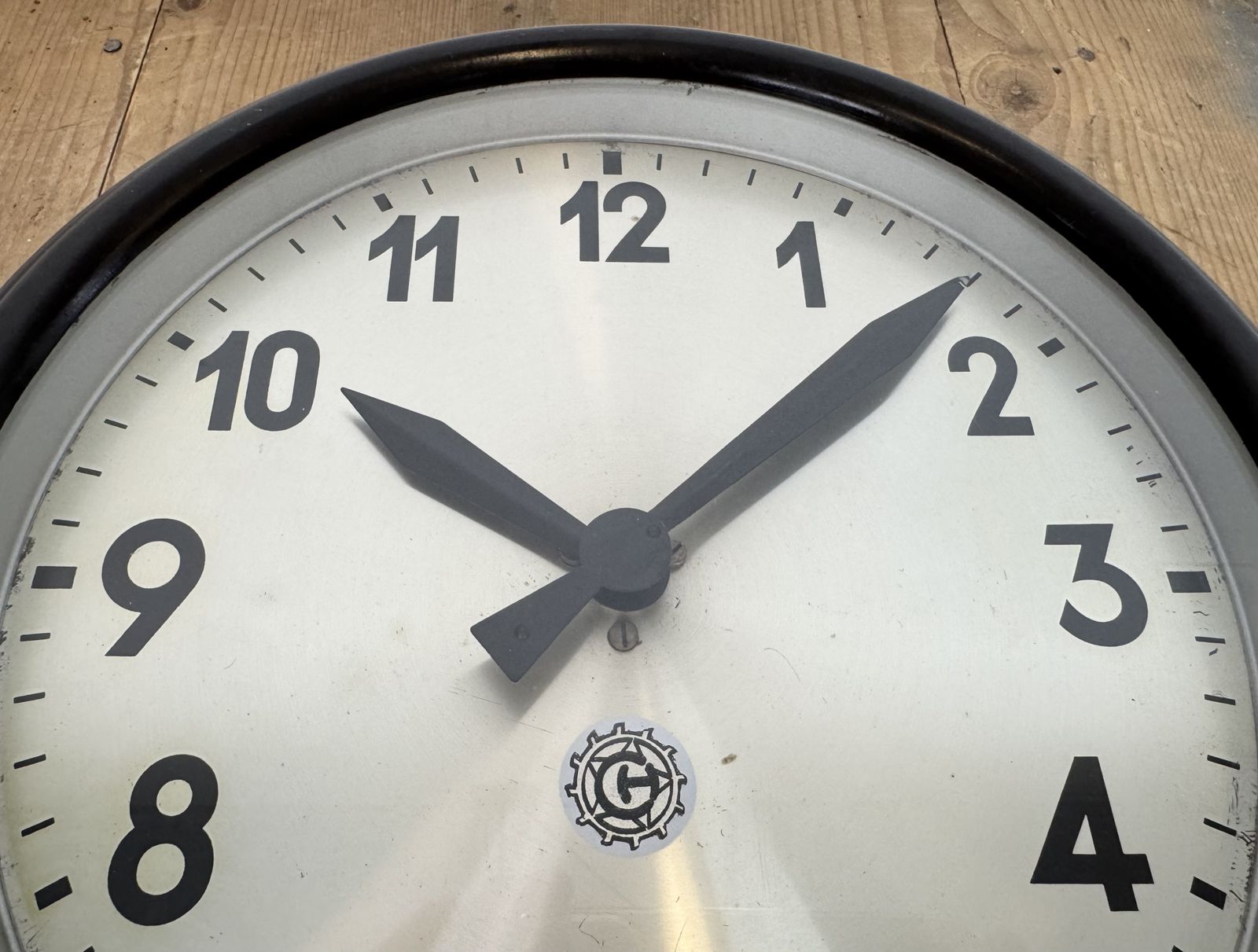Industrial Brown Bakelite Factory Wall Clock From Chronotechna, 1960s photo vintage