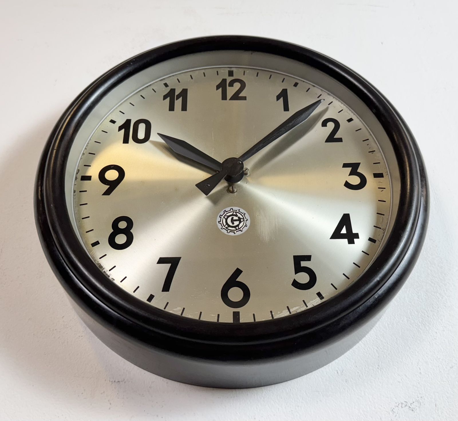 photo for sale Industrial Brown Bakelite Factory Wall Clock From Chronotechna, 1960s