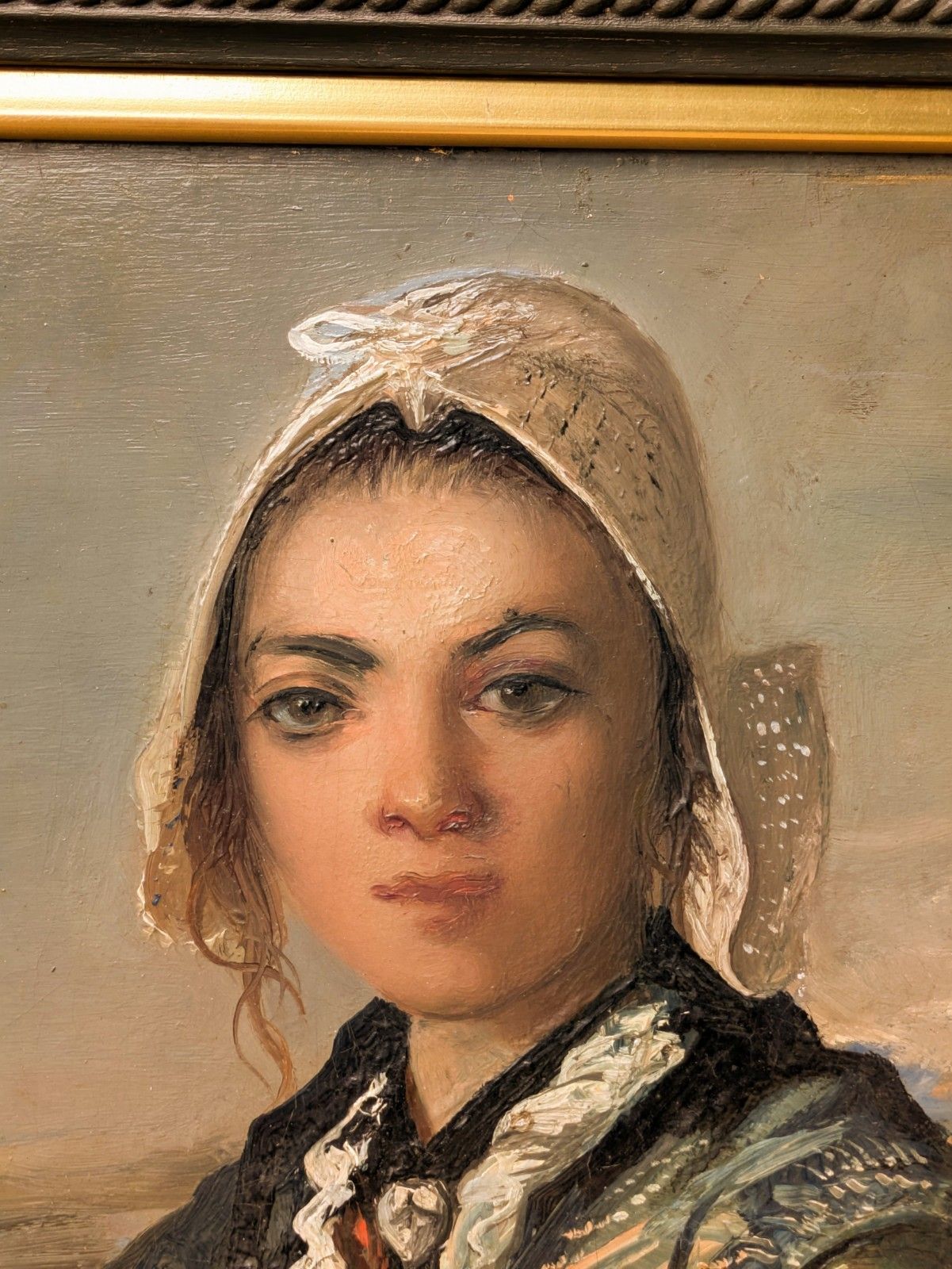 Oil Painting Portrait On Board Young Girl photo 585.0