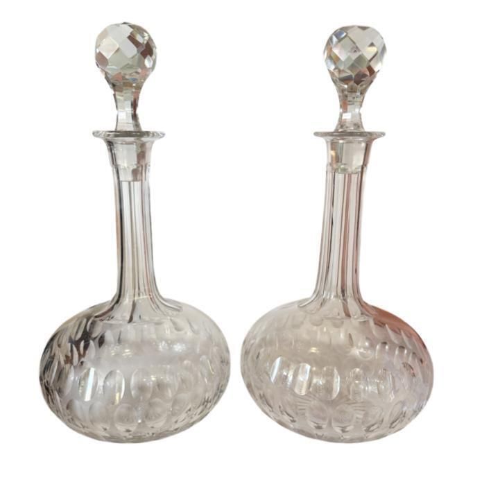 Pair Of 19th Century Onion Form Decanters