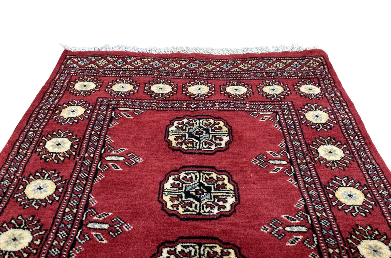 Unique Red Bokhara Rug Boho Tribal Area Carpet photo Textiles