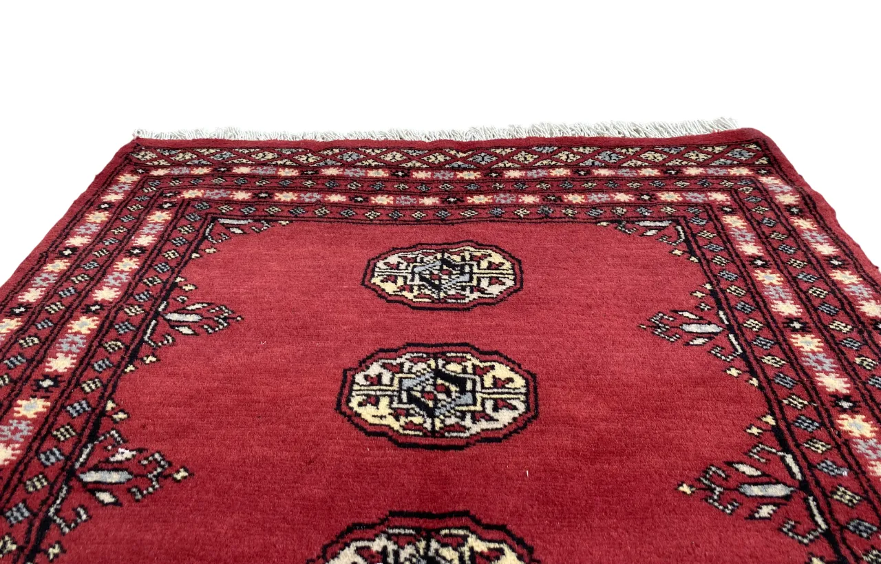 Textiles Hand Knotted Bokhara Rug Small Bohemian Oriental Carpet photo