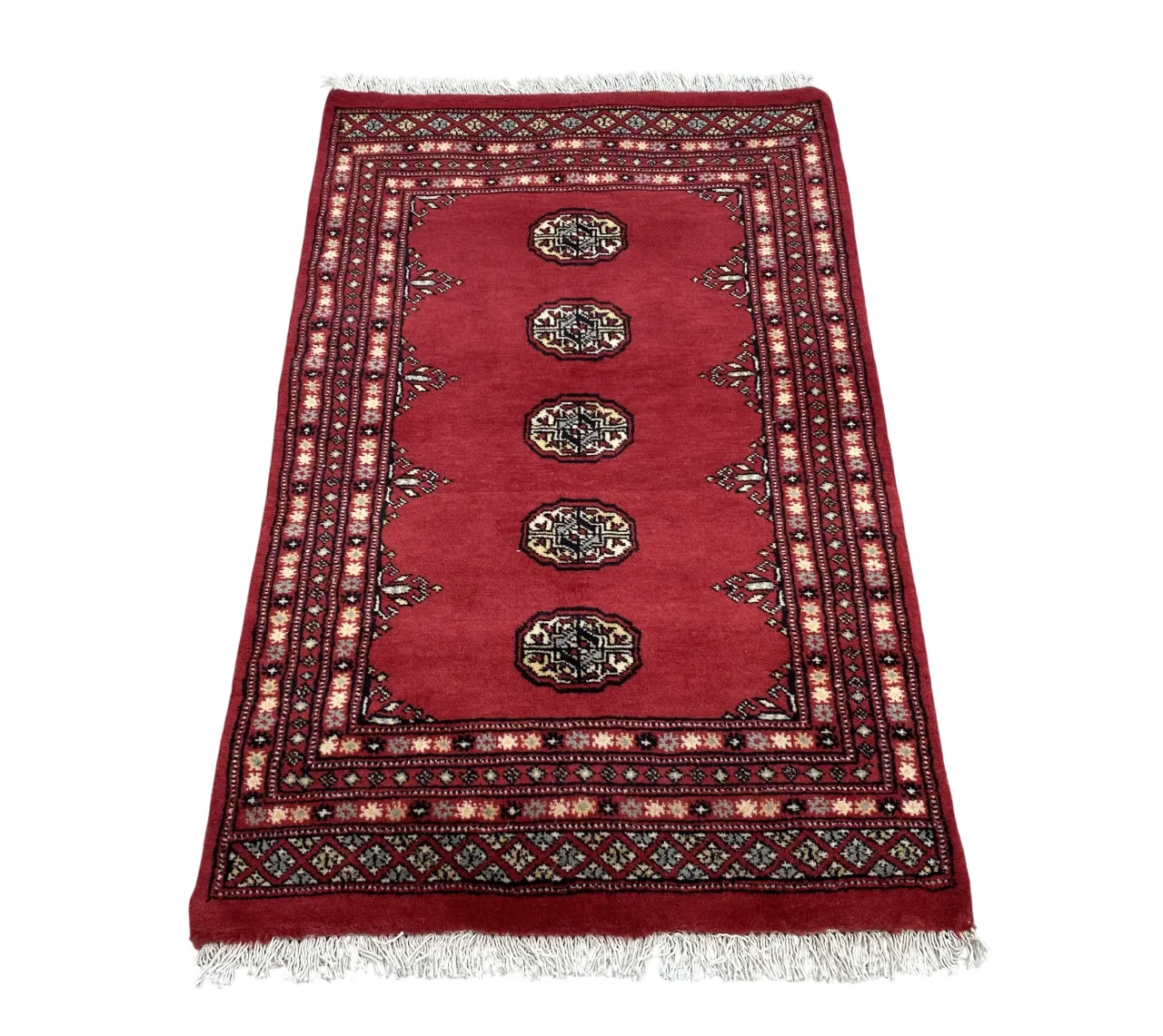 Hand Knotted Bokhara Rug Geometric Wool Carpet 3x4 photo Textiles