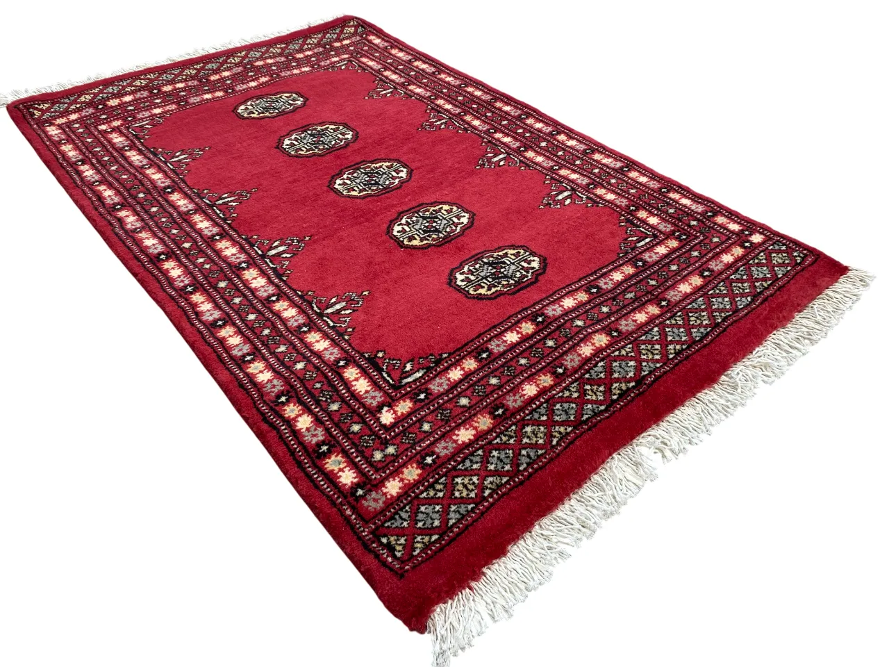 photo for sale Hand Knotted Bokhara Rug Geometric Wool Carpet 3x4
