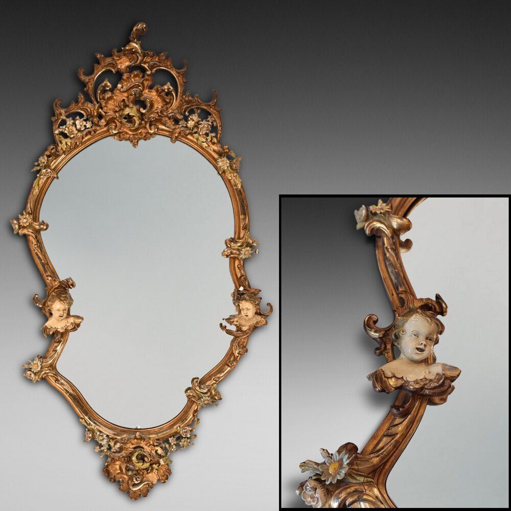 Early 20th C Italiante Giltwood And Gesso Mirror