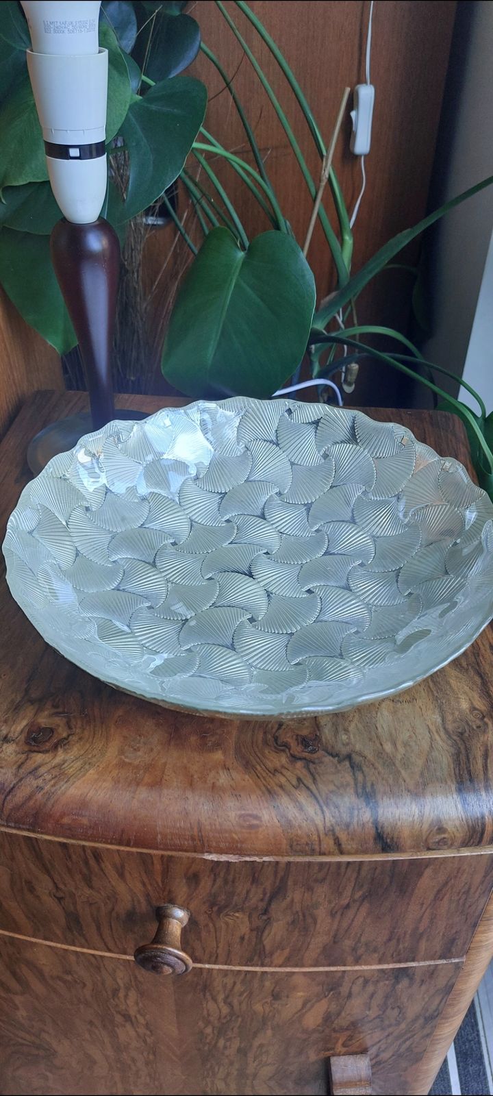 Art Deco Silver Glass Overlay Bowl
