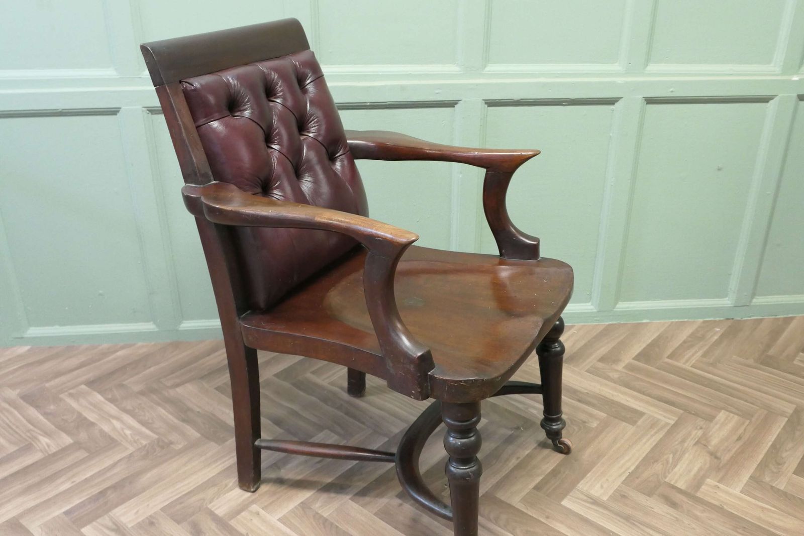 A Rare English Georgian Button Back Desk Chair photo for sale