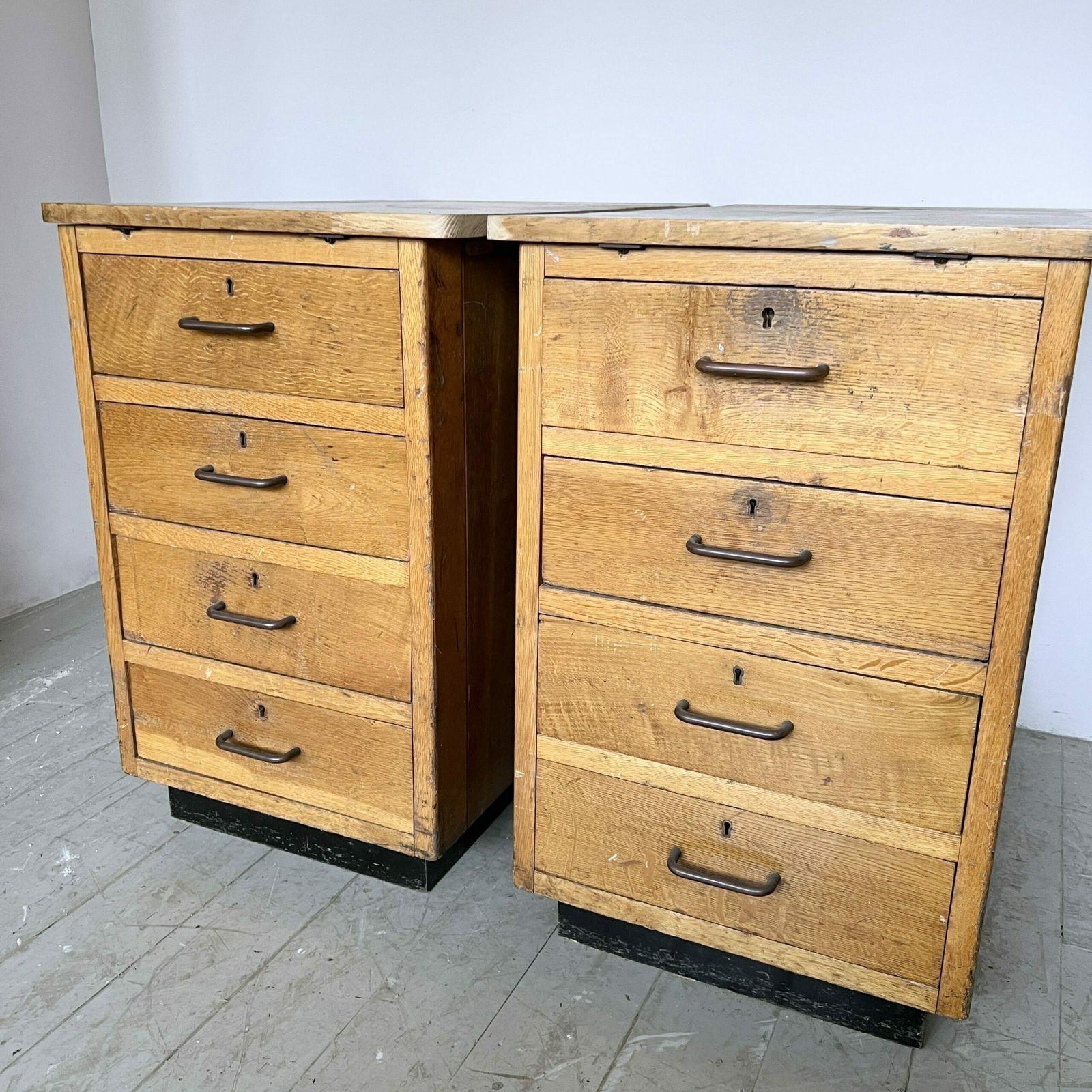 Large Industrial Mid Century Oak Drawers photo buy