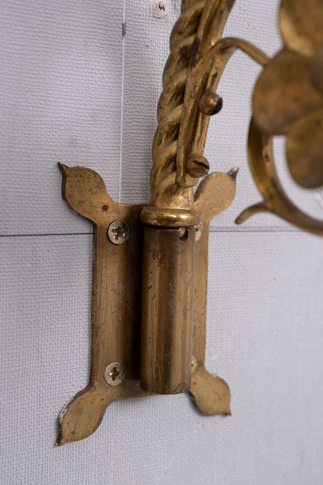 Gothic Revival Verguld Messing Wandkandelaars, Nederland Ca. Jaren 1890 photo Woonaccessoires