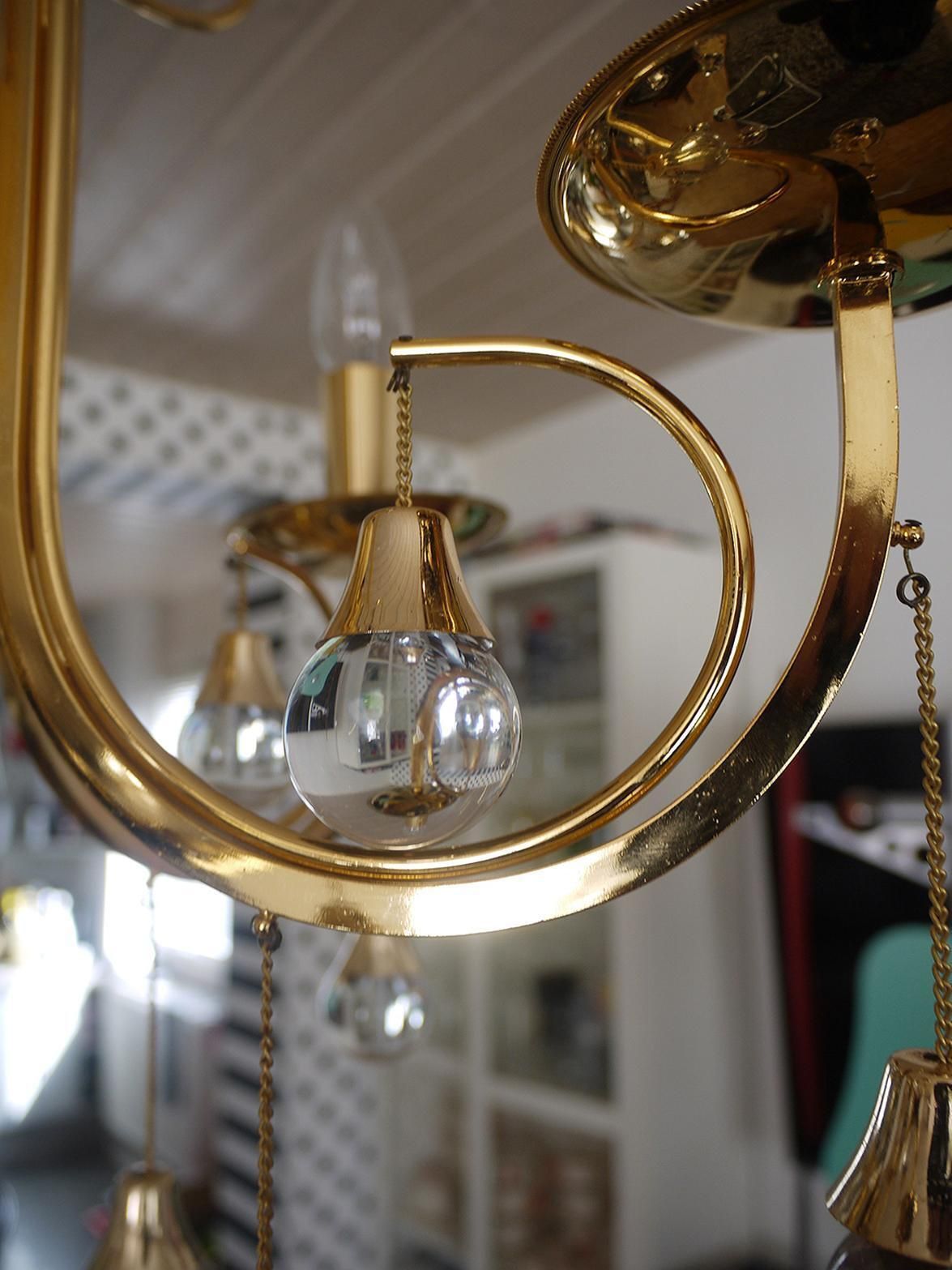 Murano Teardrop Chandelier Glass & Gilt Brass By Gaetano Sciolari, Italy, 1960s photo vintage