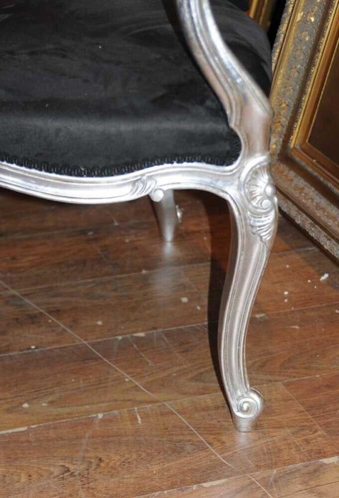 photo furniture Pair Silver Rococo French Arm Chairs Fauteils Armchairs