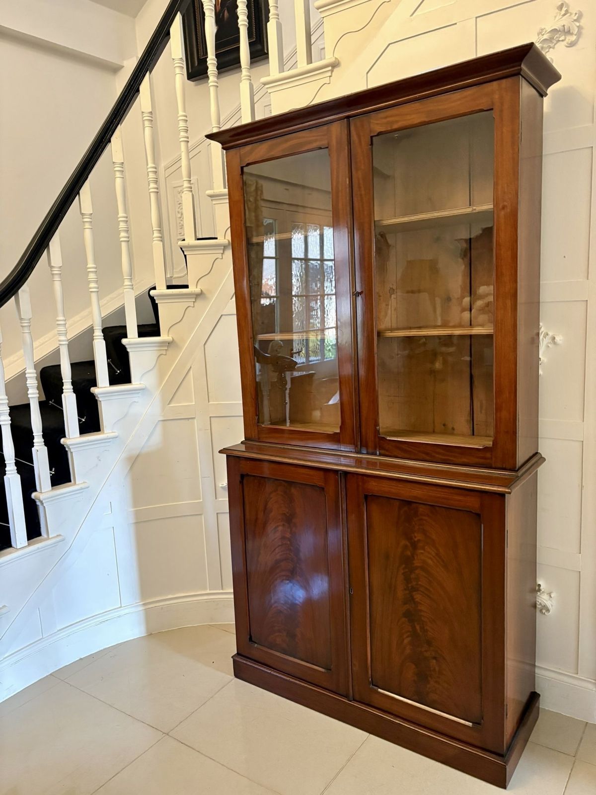 Antique 19th Century Quality Figured Mahogany Bookcase photo Furniture