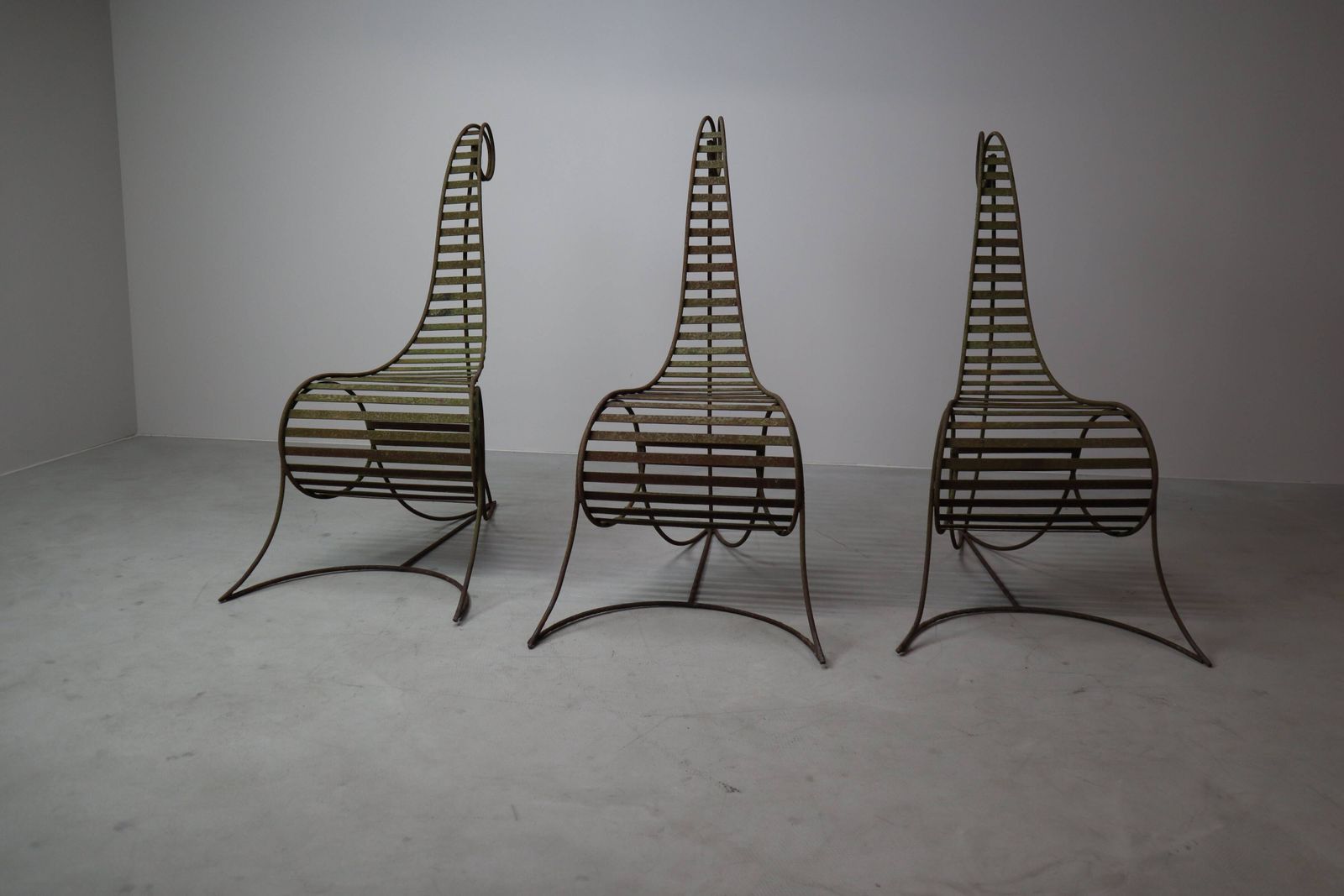 Set Of Three Sculptural Iron Chairs photo for sale