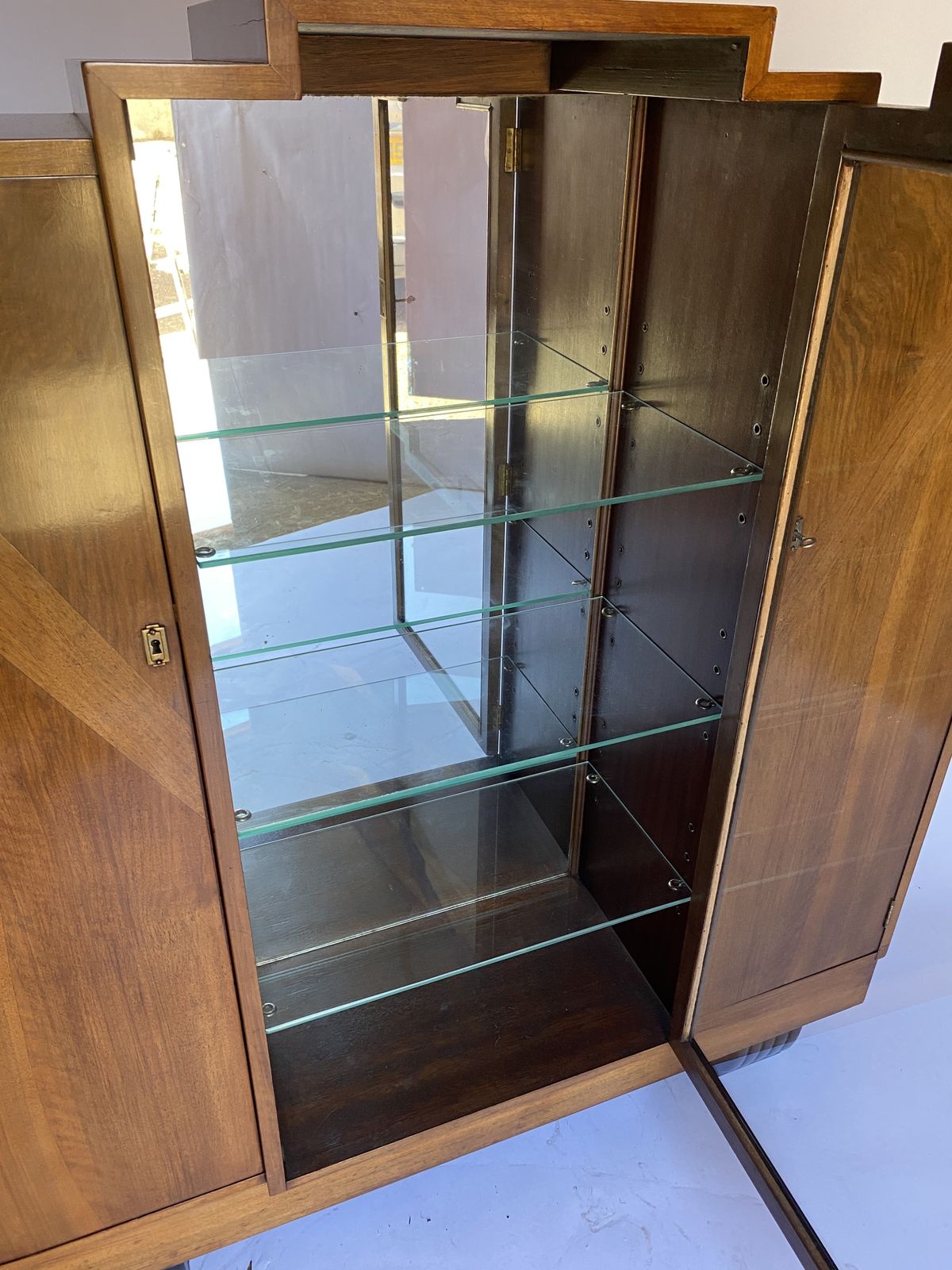 Art Deco Walnut Display Cabinet Circa 1930s photo vintage