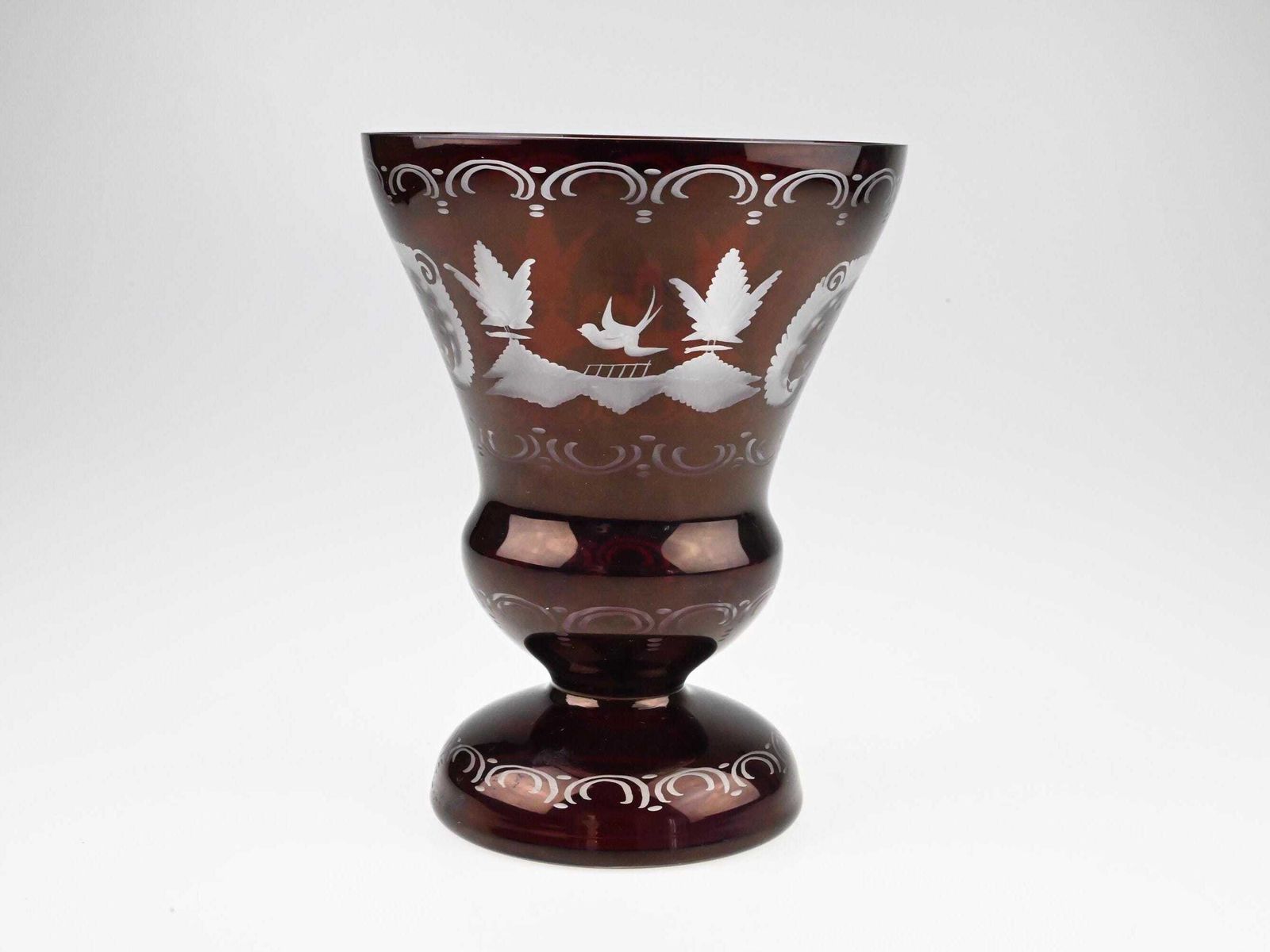 Egermann Czech Ruby Cut To Clear Glass Vase, Red Cut Glass, Red Cut To Clear Glass, Red Cut Crystal Vase, Ruby Glass Vase, Red Glass Vase