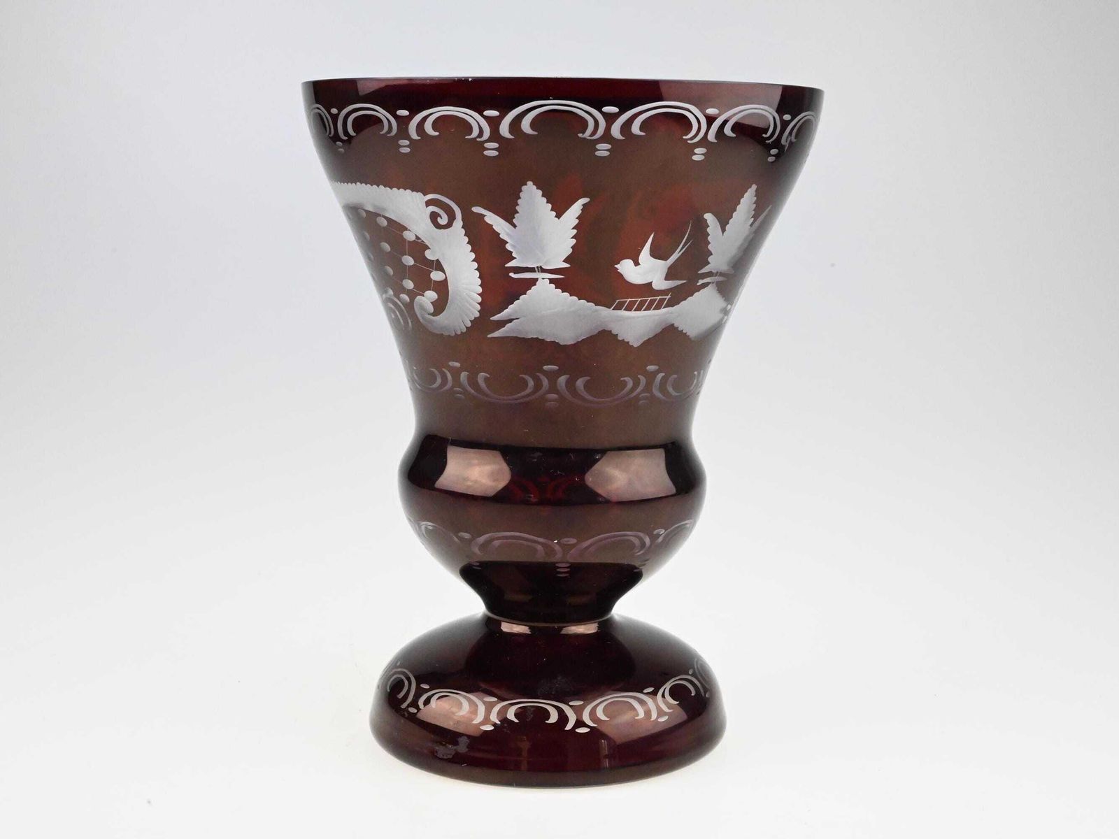 Egermann Czech Ruby Cut To Clear Glass Vase, Red Cut Glass, Red Cut To Clear Glass, Red Cut Crystal Vase, Ruby Glass Vase, Red Glass Vase photo furniture