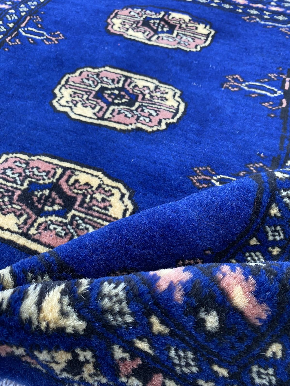 Small Navy Blue Oriental Bokhara Rug photo 128.0