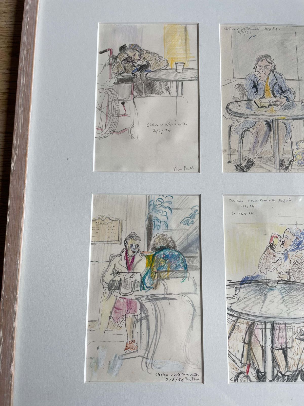 Original Signed Set Of 4 Pencil & Ink Drawings Signed By Virginia Powell Titled 96 Years And Others photo for sale