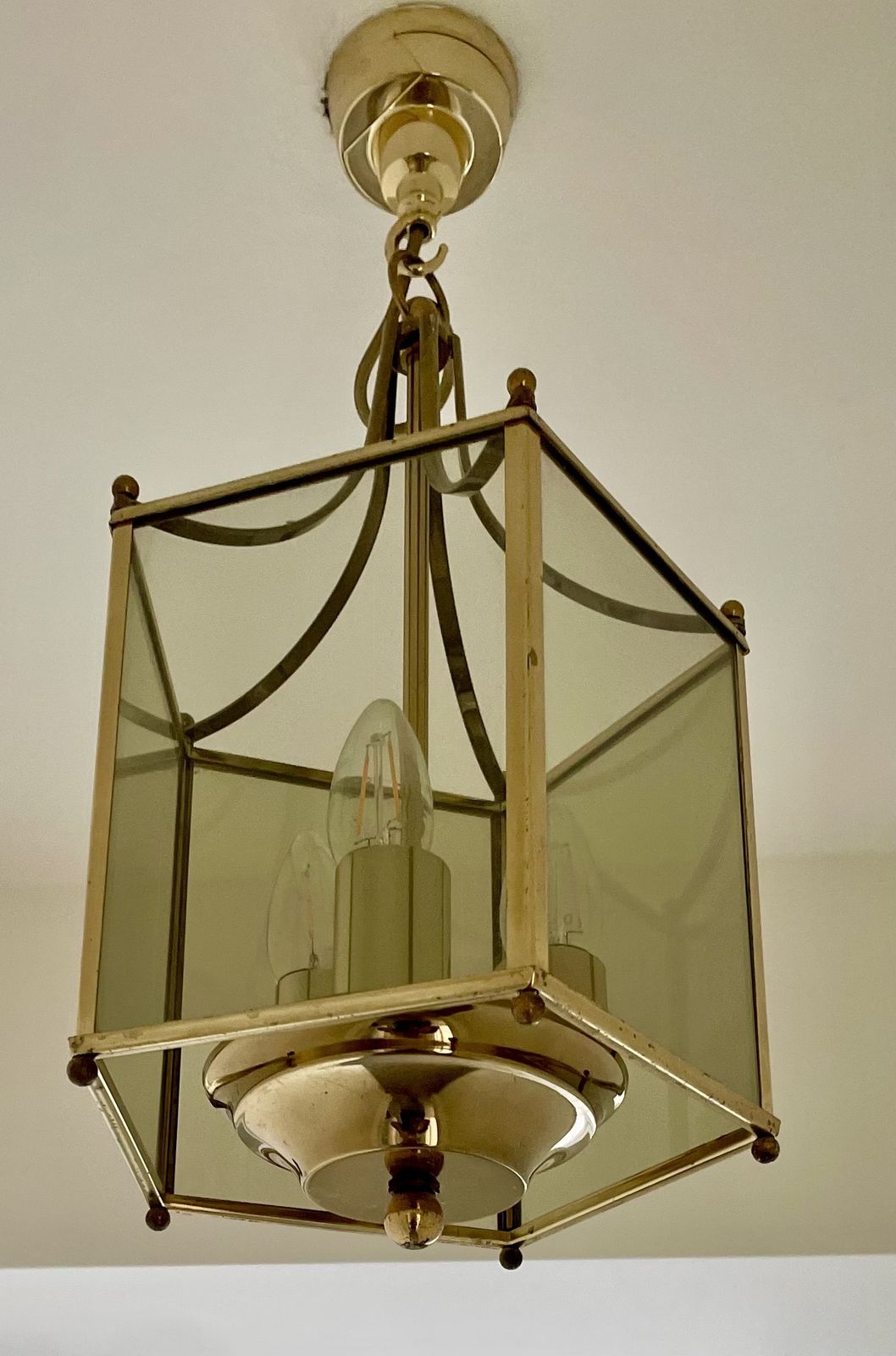 Beautiful Quality Pair Of Art Deco Style Brass And Glass Lanterns photo furniture