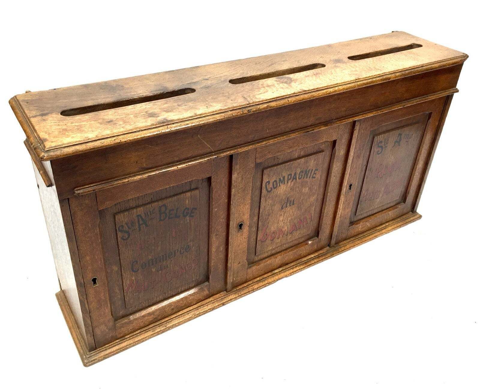Antique Early 20th Century Large French Wooden Letter / Post Box Cabinet C.1930 photo 419.0