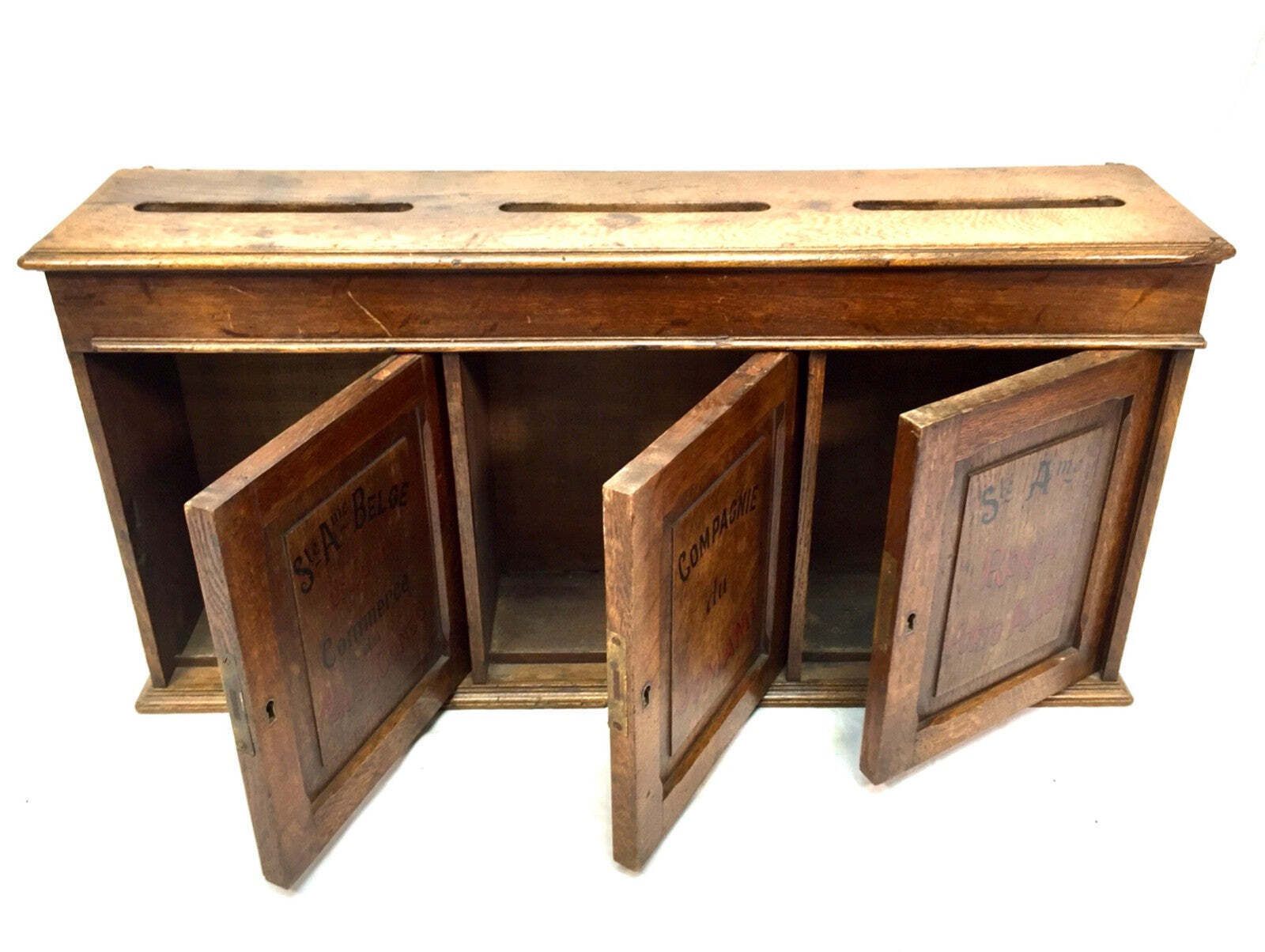 Antique Early 20th Century Large French Wooden Letter / Post Box Cabinet C.1930 photo vintage