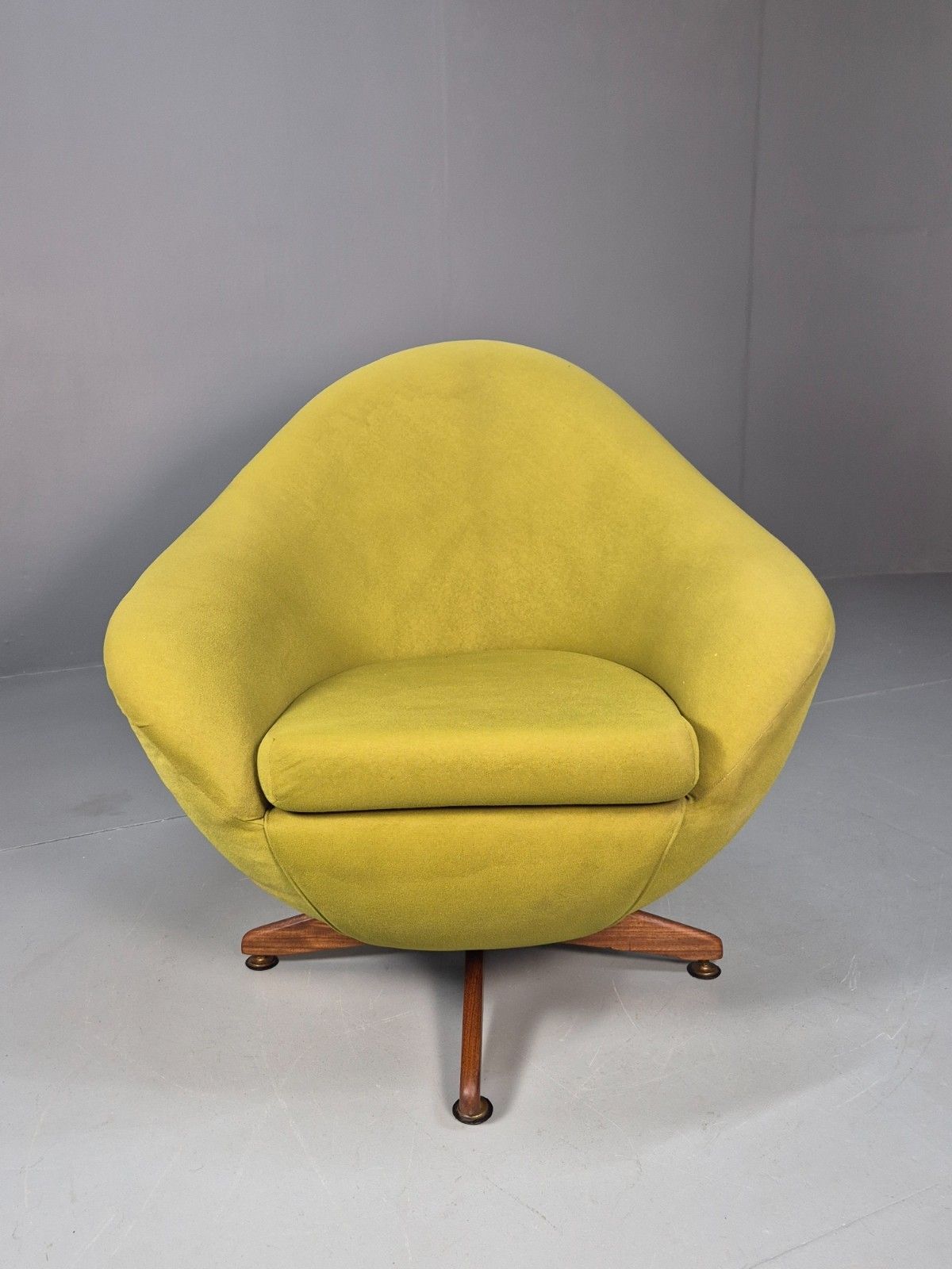 Vintage Egg Chair Teak Swivel And Rock Base Green  1960s Retro Mcm Eb9797 Mswi photo furniture