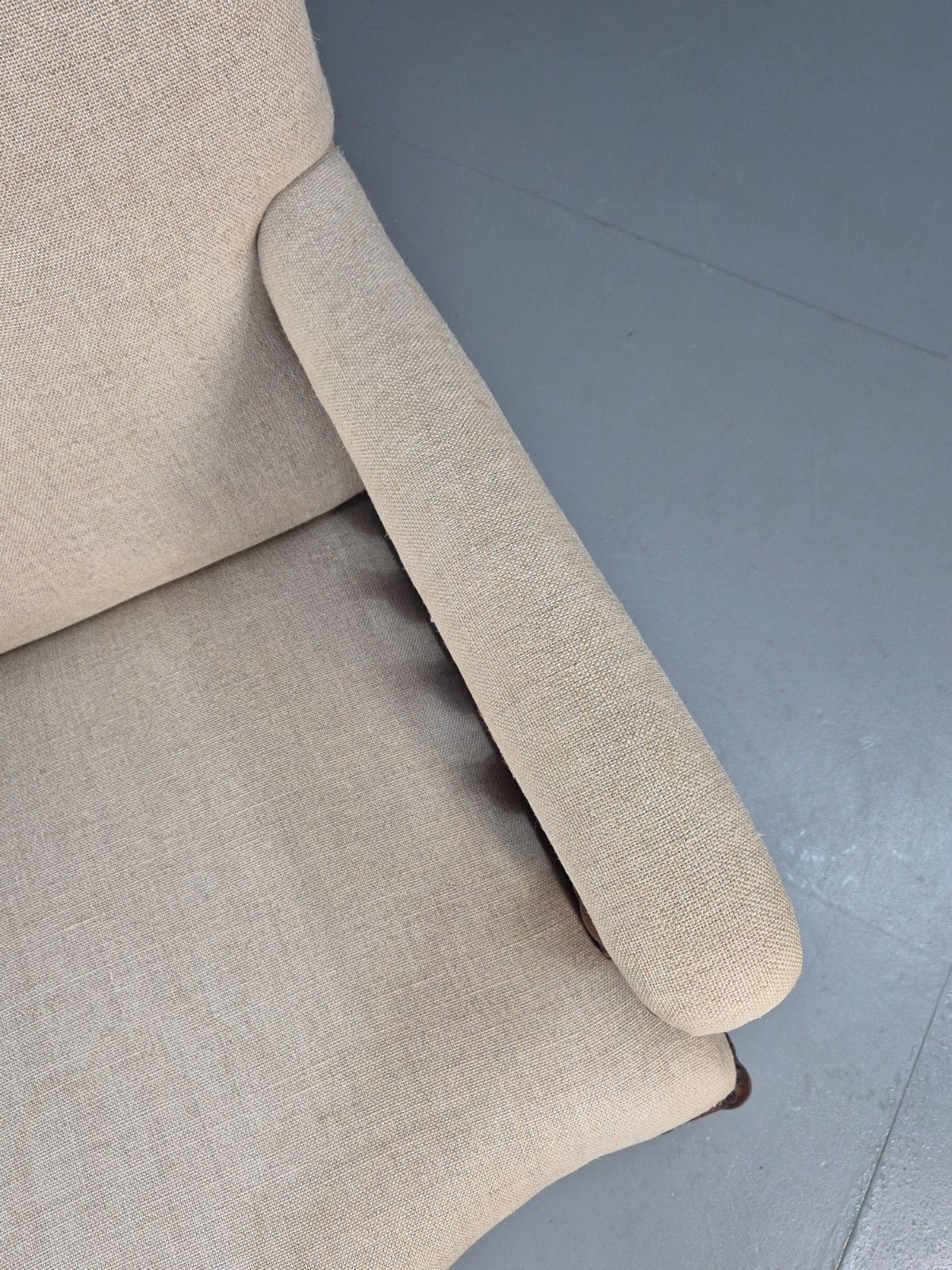 Antique Mahogany Library Chair Cream Fabric Vintage Retro Eb9382 Vclo photo 225.0