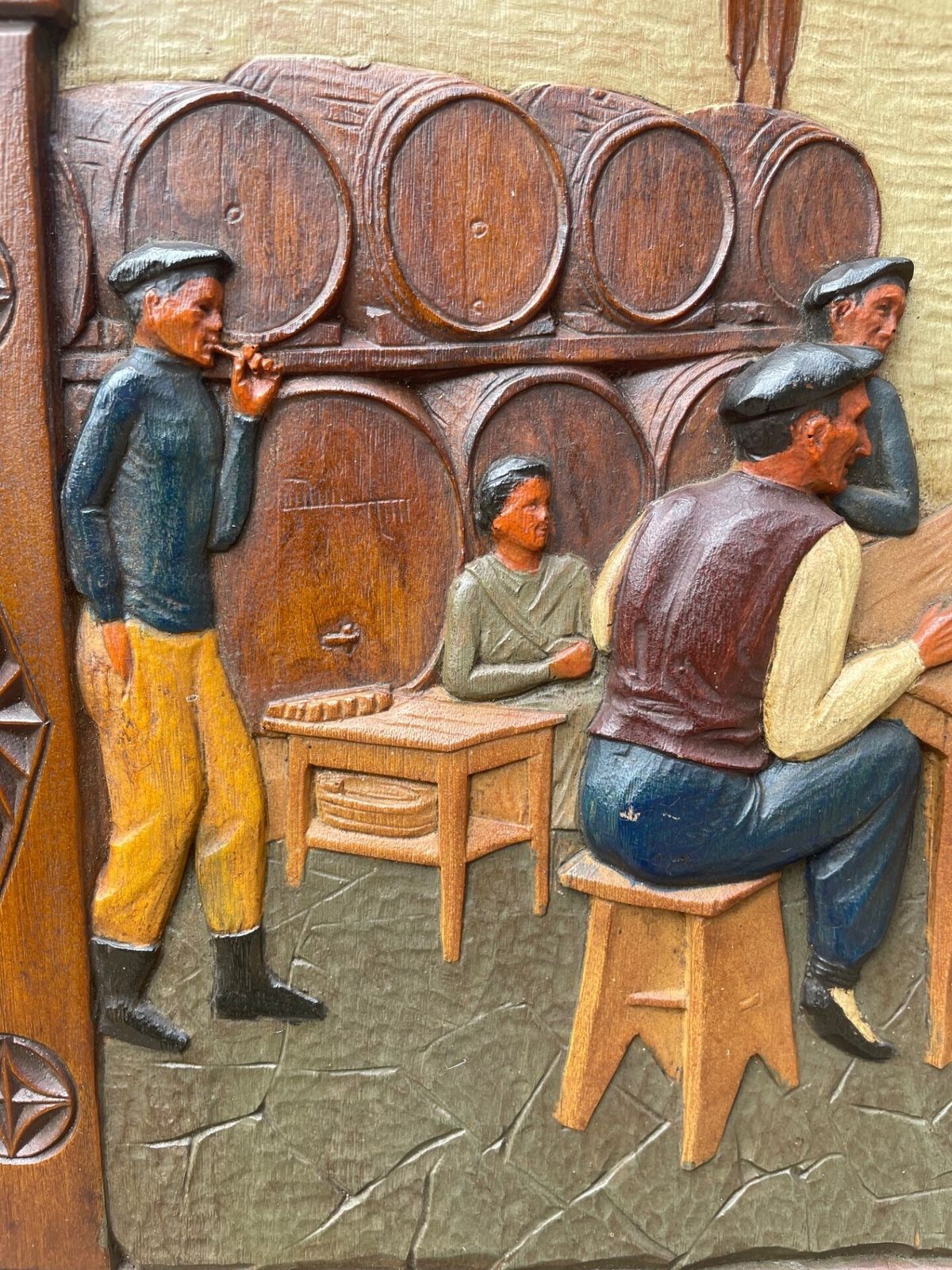 photo furniture Arts & Crafts Signed Carved Walnut Panel