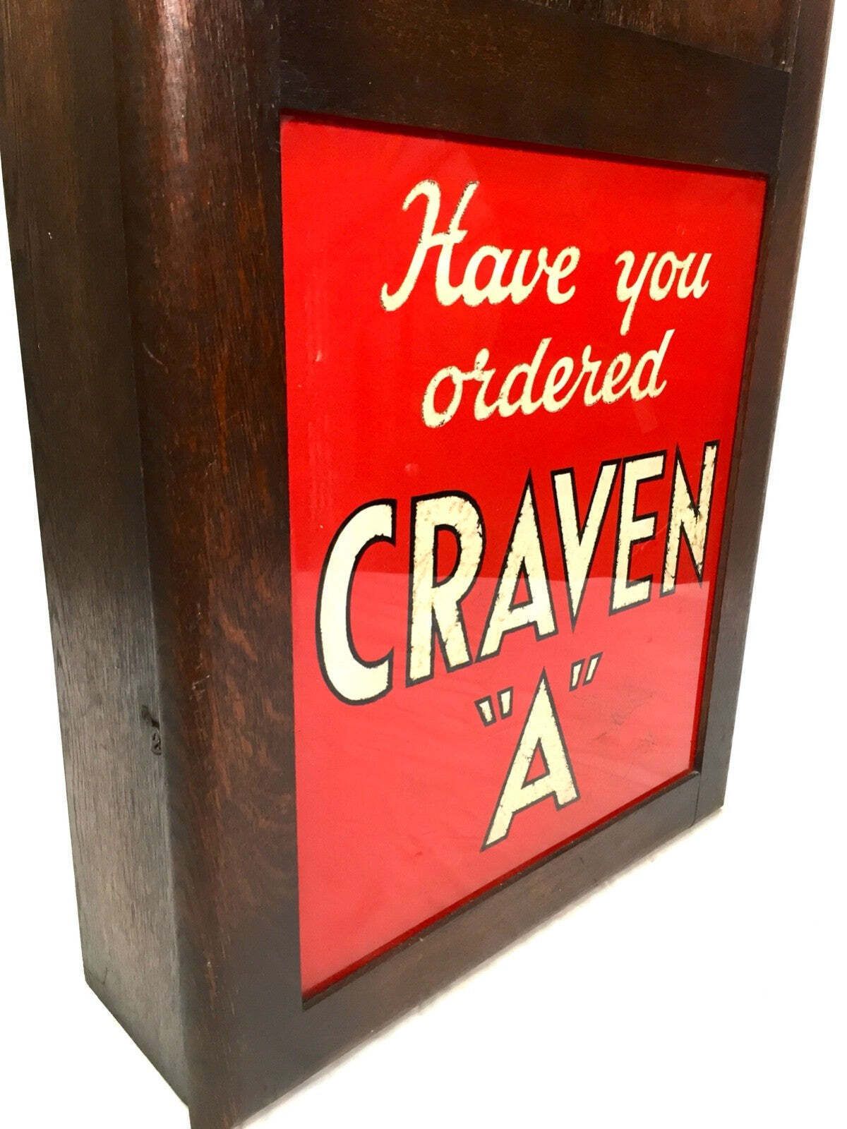Antique Advertising Large Craven A Tobacco / Cigarettes Clock & Sign C.1940 photo Home Decor