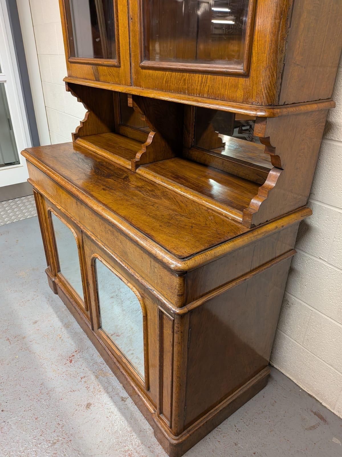 Victorian Pollard Oak Large Bookcase photo vintage