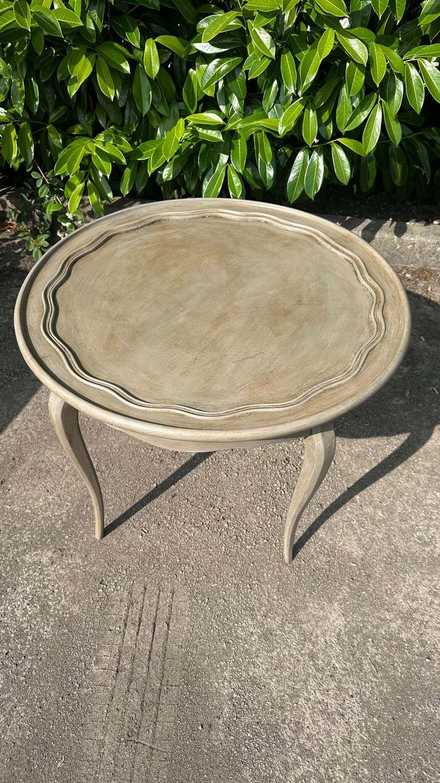 French Antique Low Table Louis Fluted Tray Top Painted Antique Finish photo Furniture