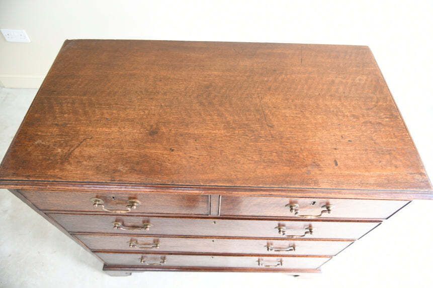 Antique Georgian Oak Chest Of Drawers photo vintage