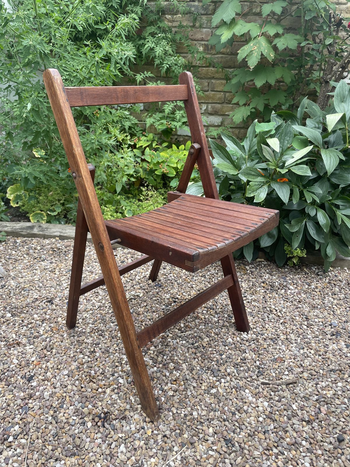 Set Of Four 4 Mid Century Teak Folding Garden Chairs 1950s   Refurbished   Folding Chairs photo furniture
