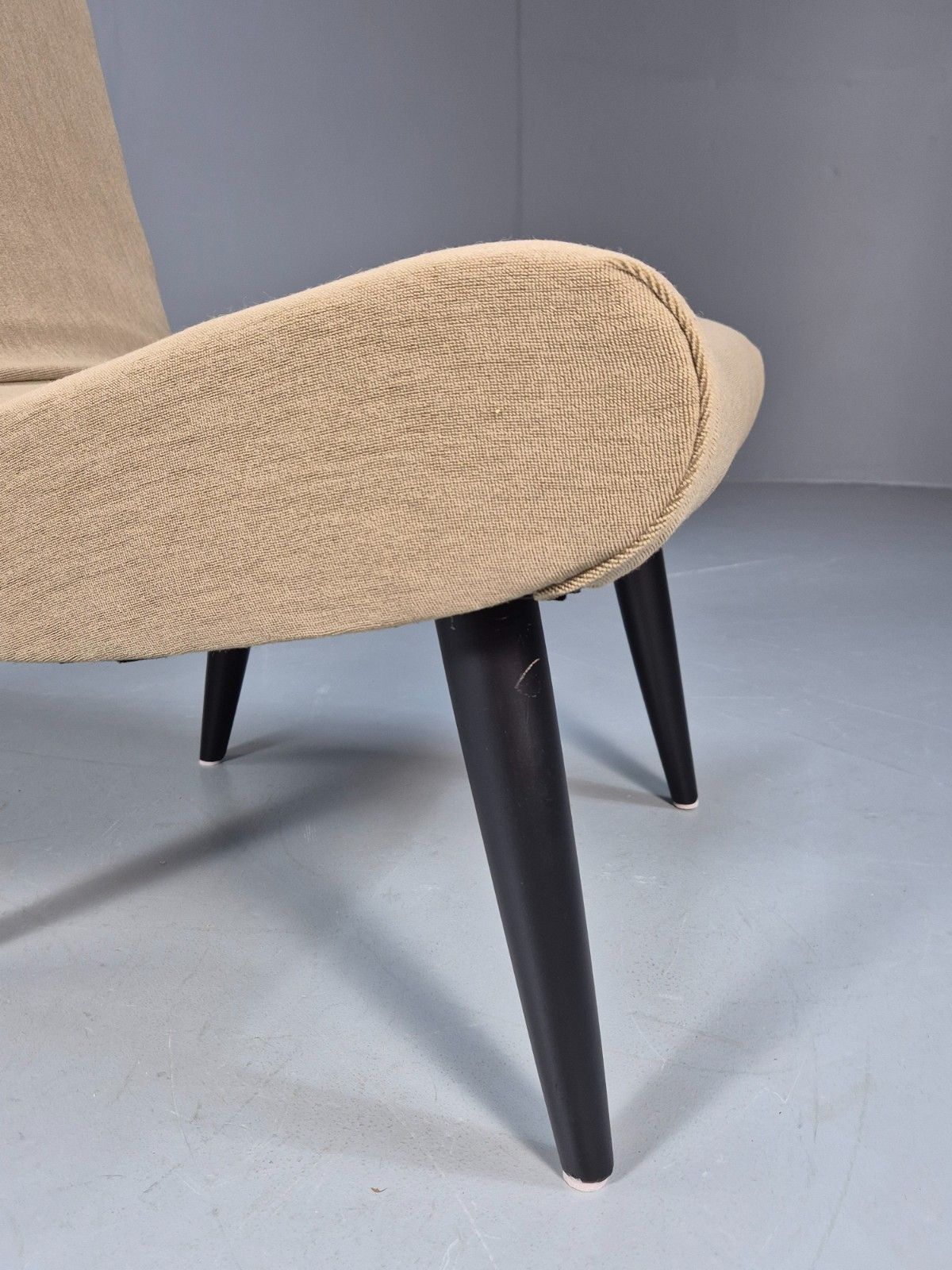 Vintage Scoop Chair Jens Risom Style Khaki Green Fabric Danish Eb9533 Mnor photo 250.0